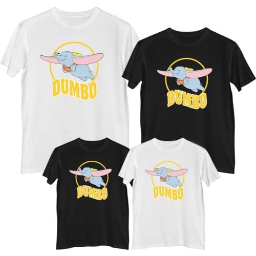 Disney Dumbo T-shirt Comfortable Breathable 100% cotton Fashion Women tee shirt T-shirts for girls family look mom and daughter