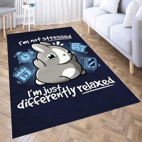 Stressed bunny Carpet for Living Room 3D Anime Cartoon Rug Gamer Teen Room Bedside Lounge Rug Kids Children Floor Mats