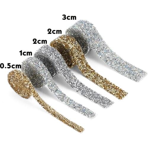 Flash Crystal Rhinestone Banding Multi-Rows Aluminum Mesh Diamond Wedding Dress Belt Trimming Hotfix/Self Adhesive Decor Tape