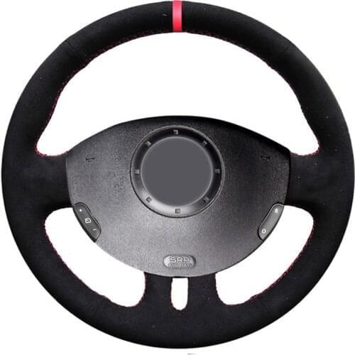 High Quality Black Suede Red Marker DIY Car Steering Wheel Cover for Renault Clio 3 2005-2013 Clio 3 2005-2013