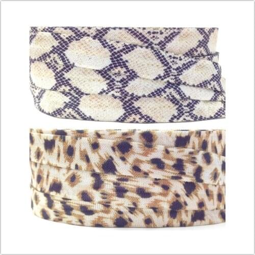 Snake Skin Leopard Print Fold Over Elastic 10 yards 5/8" Cheetah FOE DIY Stretchy Elastic Ribbon Hair Accessories
