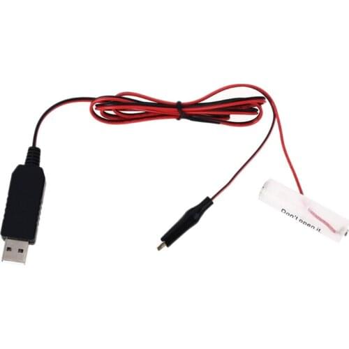 1m USB to 3V 4.5V 6V 9V 12V AA Battery Eliminator Replace 2-8pcs LR6 AA Batteries for Toys Flashlights Walkie Talkie
