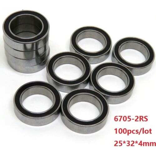 100pcs/lot 6705RS 6705-2RS 6705 2RS 25*32*4mm thin section rubber cover Deep Groove Ball bearing 25x32x4mm