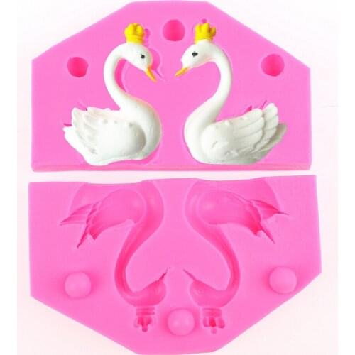 2 Pcs/ set 3D Swan soap mould chocolate cake decorating tools DIY baking fondant silicone mold F0441