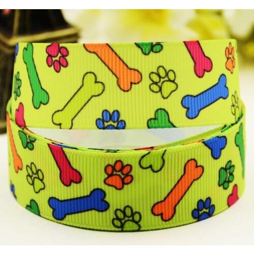 22mm 25mm 38mm 75mm Dog paw Cartoon printed Grosgrain Ribbon party decoration 10 Yards X-03480