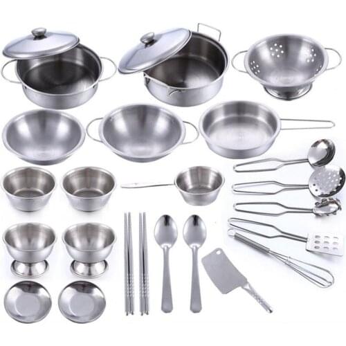 25PC/Set Super Anti-wrestling Stainless Pretend Toys Boys And Girls Kitchen Toys Children Play House Playsets Toys For Children