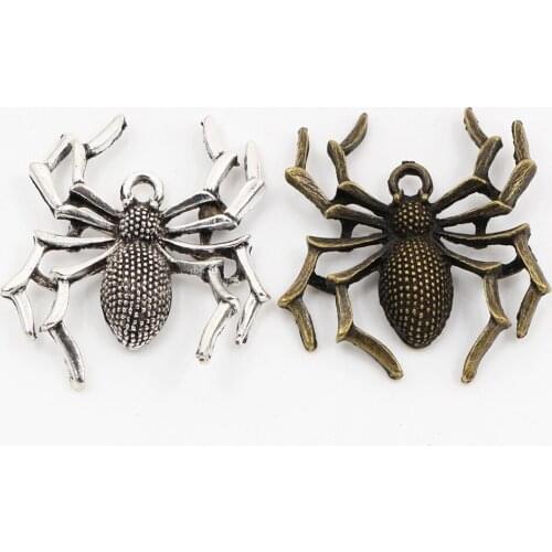 35x32mm 5pcs Antique Bronze and Antique Silver Plated Spider Handmade Charms Pendant:DIY for bracelet necklace