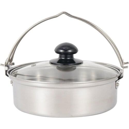401 Stainless Steel Picnic Cookware Hanging Cooking Pot Outdoor Camp Camping Cookware Portable Hiking Picnic Accessories