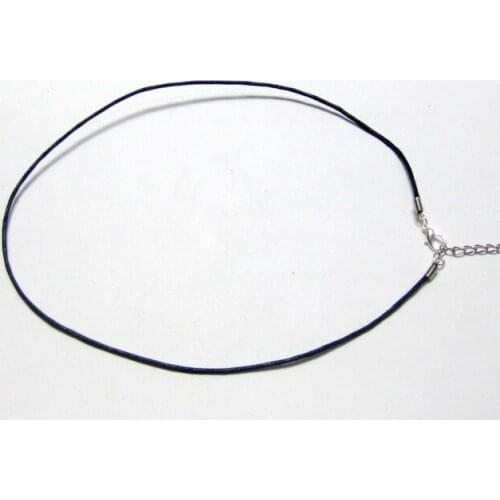 50 Black Waxed Cotton String for Necklace 1.5mm+ Clasp 18"