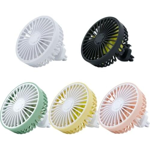 Car Vent Cooling Air USB Fan 360 Degree Rotatable Colorful LED Light 3 Speed Fan