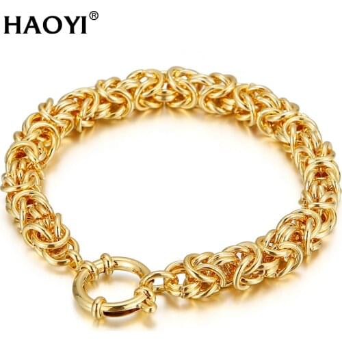 8/mm Big Gold Bangle Bracelet Punk Chain Circle Link Retro Male Geometric Bracelets Personality Jewelry HipHop 2020 Man