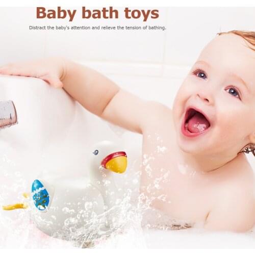 Baby Swimming Bath Toy Goose Clockwork Pressing Toy Infant Bathtub Wound-up Chain Toys Baby Early Education Gift