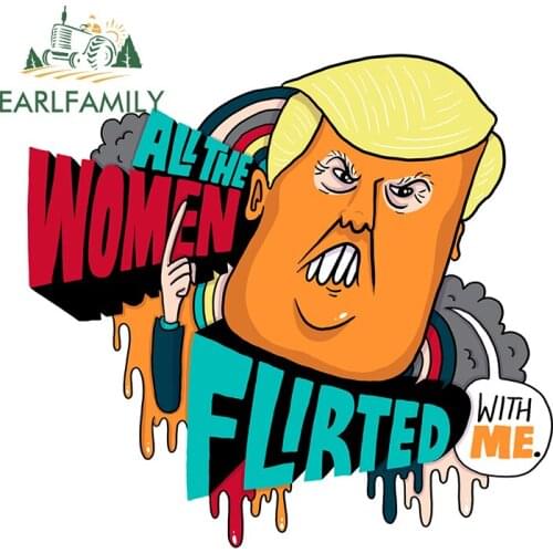 EARLFAMILY 13cm x 12.2cm For Trump Vinyl Car Wrap Stickers Funny Car Assessoires Decal Waterproof Trunk Windshield Decals Decor