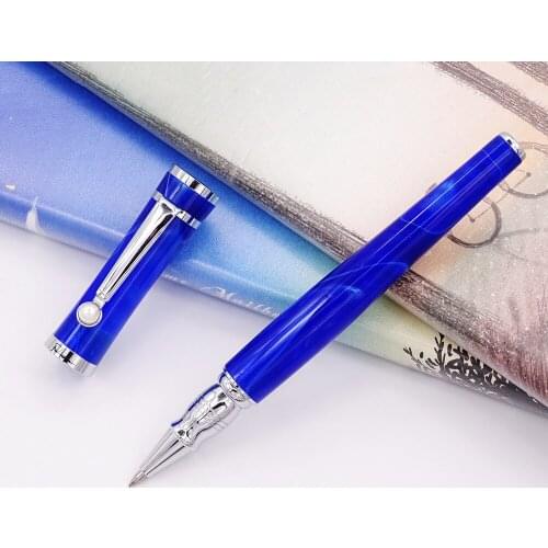 Fuliwen Celluloid Rollerball Pen with Refill , Maple Leaf Pure Blue Fashion Writing Pen Business Office Home School Supplies