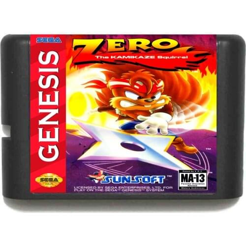 Zero the Kamikaze Squirrel NTSC-USA 16 bit MD Game Card For Sega Mega Drive For Genesis