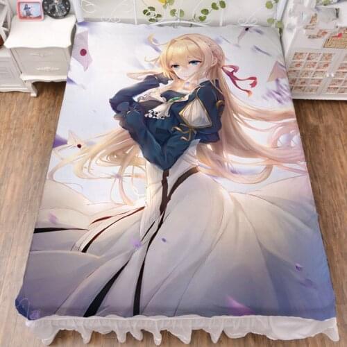 July update Anime Violet Evergarden character Violet Evergarden milk fiber bed sheet & flannel blanket summer quilt 150x200cm
