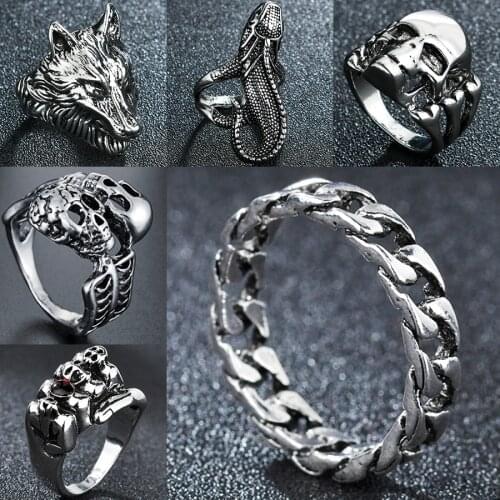 Punk Chain Ring Trendy Link Silver Color Stainless Steel Stylish Rings for Men Women Rock Roll Fashion Jewelry Gift Wholesale
