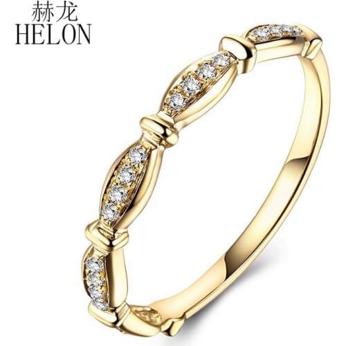 HELON Diamonds Ring Solid 10k Yellow Gold Pave Natural Diamonds Engagement Wedding Women Trendy Fine Jewelry Ring Best Gift