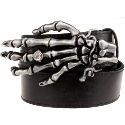 Personality trend belt Punk rock Metal buckle Palm Devil hand belts women Decorative Strap men belt Hipster Street hip hop