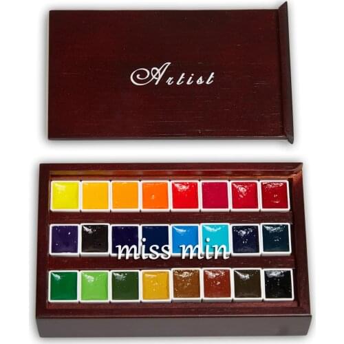 M.Graham Artists Watercolor Paint Aliquots 1ml 2ml 24-color Wooden Acuarelas Palette Aquarelle Pigment Tin Box Art Supplies