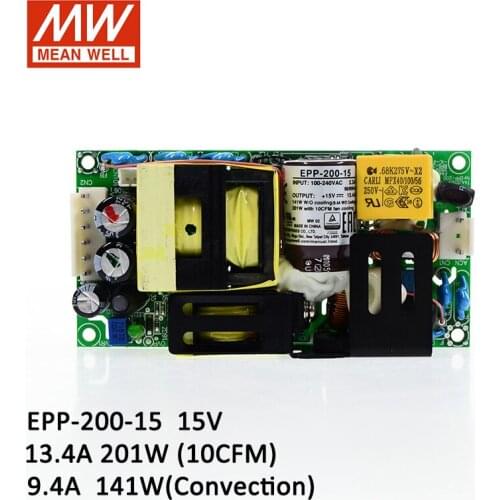 MEAN WELL EPP-200-15 200W 15V Industrial Open Frame Power Supply 110V/220VAC to 15V DC 13.4A green PCB power unit PSU with PFC