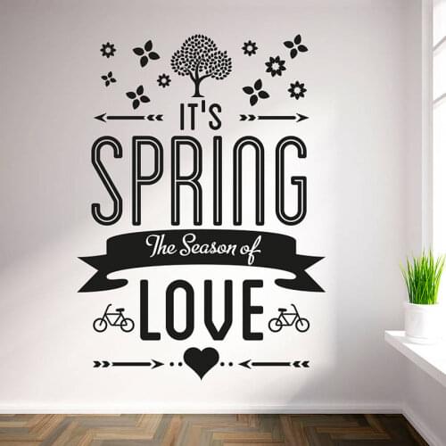 Sweet Decals 'Its spring the season of love' Vinyl Wall Art Stickers Three Different Sizes Black Wall Sticker Home Decor ZA193