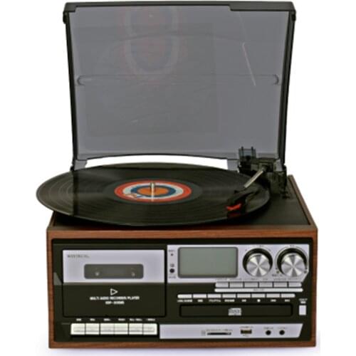 Multi-function Remote Control Vinyl Record Player with Speaker Turntables With Tape/CD/USB/SD playback Function - EU Plug