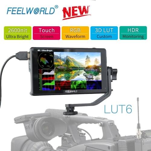 FEELWORLD LUT6 4K Monitor 6 Inch on Camera DSLR Field Monitor 2600nits HDR 3D LUT Touch Screen IPS HDR 1920x1080 Video Camera