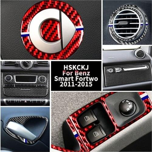 For Mercedes Benz Smart Fortwo 451 C451 Coupe A451 Cabrio 2011 2012 2013 2014 2015 Carbon Fiber Stickers Interiors Accessories