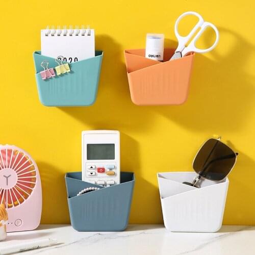Wall-Mounted Storage Box TV Air-Conditioner Remote Control Organizer Phone Power Plug Charging Stand Bedroom Office Wall Shelf