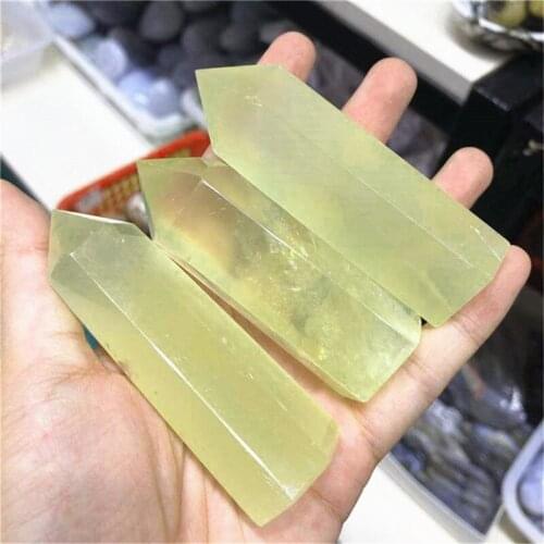 Natural citrine quartz crystal wand point yellow crystals point reiki healing room decoration