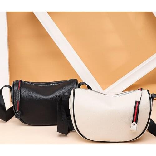 2021 New Fashionable Leather Bag Womens Summer Saddle Bag Womens Half Round Leather Bag Cow Leather One Shoulder Messenger Bag