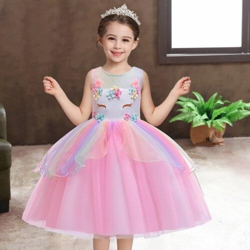 New Unicorn Dress Christmas Childrens Day Clothing Cosplay Princess Costume for Girls Pettiskirt