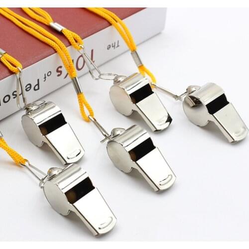 1PC New Metal Whistle & Lanyard Security Safety Emergency Survival Hiking Camping