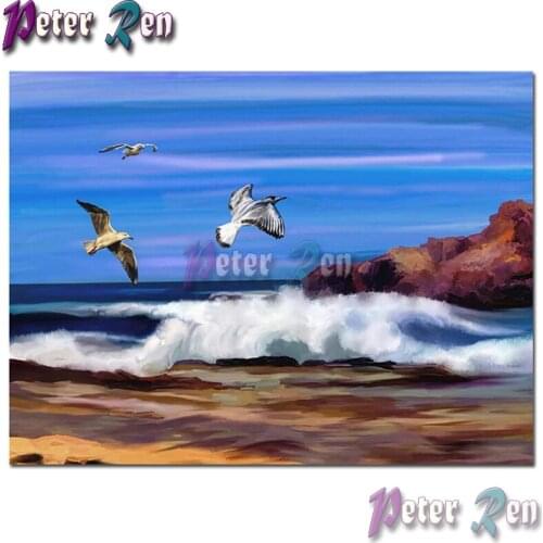 Landscape Diamond Painting Embroidery Seagull flying DIY Square or round Mosaic Cross stitch Rhinestone Modern home decoration