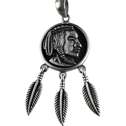 S925 Sterling Silver Charm Pendants Popular Head Sculpture Feather Hanging Jewelry Pure Argentum Amulet For Men Women