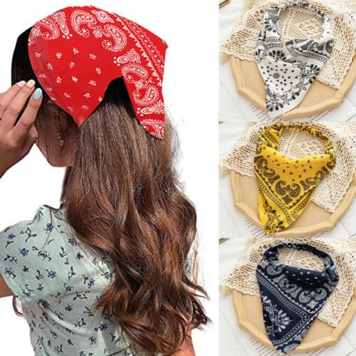 Vintage Bohemia Style Bandana Square Scarf Headband For Women Men Face Mask Cross Turban Bandanas Hair Tie Headscarf Headwear