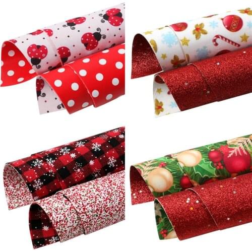 Christmas Ladybug Faux Leather Sheets Double-side Synthetic Leather Fabric For Bows Bags Wallet Earring Scrapbook DIY,1Yc20358