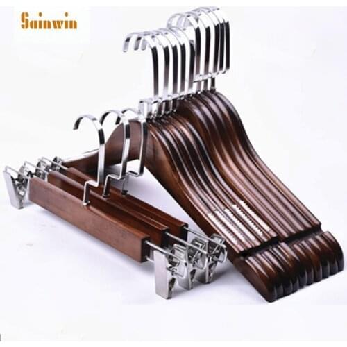Sainwin 10pcs/lot Adult /Child Wooden Clothing Store Vintage Hanger Top Grade Wood Hangers For Clothes Rack (30pcs Free LOGO)