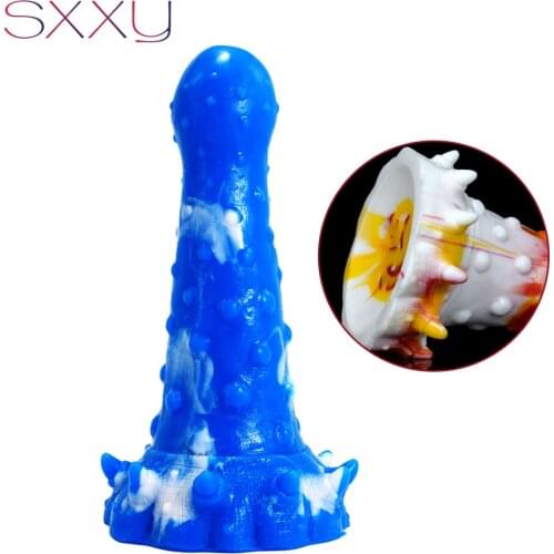 SXXY Bumpy Anal Butt Plug Fetish Adult Sex Toys Round Glans Tooth Claws Fantasy Dildo Colorful Penis G-Spot Anus Dilator Massage