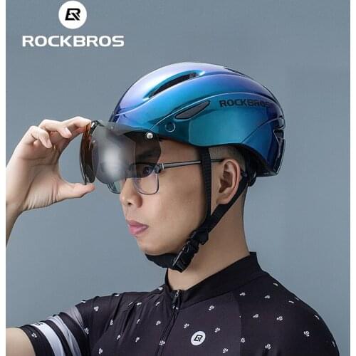ROCKBROS Safety MTB Helmet Cycling Outdoor Motorcycle Bicycle Helmet Removable Lens Visor Men Women Mountain Road Bike Helmet