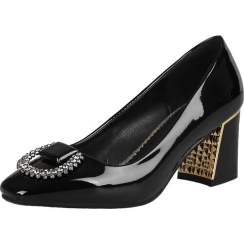 Big Size 9 10 11 ladies high heels women shoes woman pumps Pointed square button single shoe