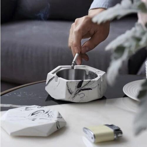 2pcs/Set Ins marble Ashtray silicone Concrete mould geometric design diy Cement with lid Storage box mold home decoration