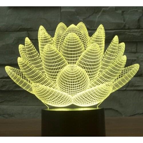3D LED Night Light Flower with 7 Colors Light for Home Decoration Lamp Amazing Visualization Optical Illusion Awesome