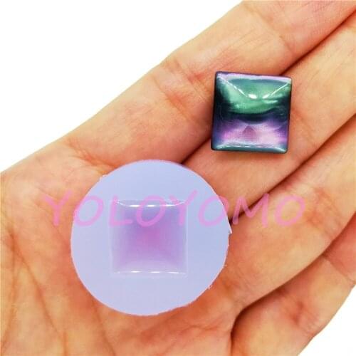 B373YL 13.8mm Square Cabochon for Earrings Rings Necklace Silicone Mold Resin Art Jewelry Making Fondant Decorating FOOD SAFE