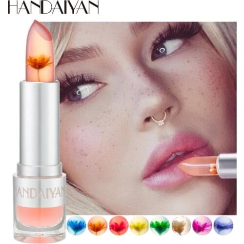 HANDAIYAN Jelly Flower Lip Balm Changing Color Lipstick Long Lasting Transparent Lip Care Plant Base Reduce Fine Lines TSLM2