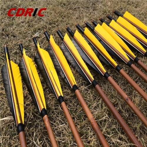 6/12/24pk 28/30/32" Spine 400-500 Handmade Bamboo arrows for hunting recurve bow or longbow