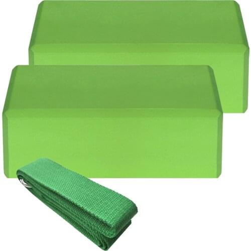 2pcs Yoga EVA Blocks and 1pcs Cotton Yoga Strap Stability Blocks Meditation Fitness Accessoriese Band Yoga Strap Set Pilates