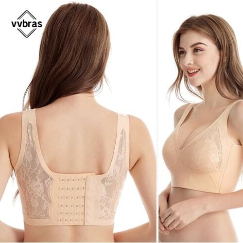 Vvbras Plus Size Bra No Steel Ring Gather Plus size Womens Non-wired Push Up Big Chest Bras Thin Cup Bra Six Hook-and-eye