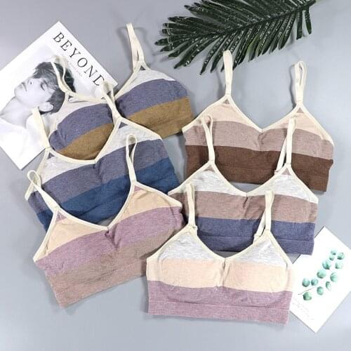 Women Cotton Bra Women Color Matching Underwear Tube Top Bra Sexy Top Female Sports Bra Pure Cotton Lingerie Ladies Crop Top